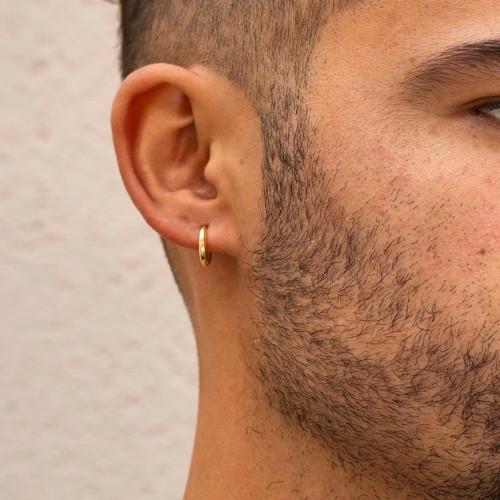 Women's or Men's Earrings Crocated Créoles Golden Stainless Steel at the end of 8mm