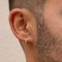 Boucles d'Oreilles Femme ou Homme Créoles Bombées Acier Inoxydable Doré à l'Or Fin 8mm