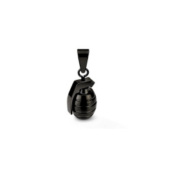 Collier pendentif grenade pour homme en acier inoxydable noir avec chaîne offerte