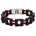 Braccialetto gourmet in acciaio inox rosso e nero 22cm xxl, stile moto