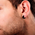 Boucles d’oreilles créoles homme en acier inoxydable noir tendance