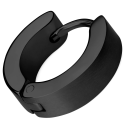 Men's black stainless steel hoop earrings with clips