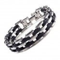 Pulsera ancha grande hombre acero y gel silicona biker biker 21cm