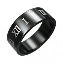 ANILLO PLACA TODO NEGRO PARA HOMBRE ADOLESCENTE EN ACERO INOXIDABLE 316L NÚMEROS ROMANOS I V X NUEVO