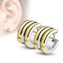 Pareja Pendiente Hombre Hombre Steel y Golden Golden Chapado Chic