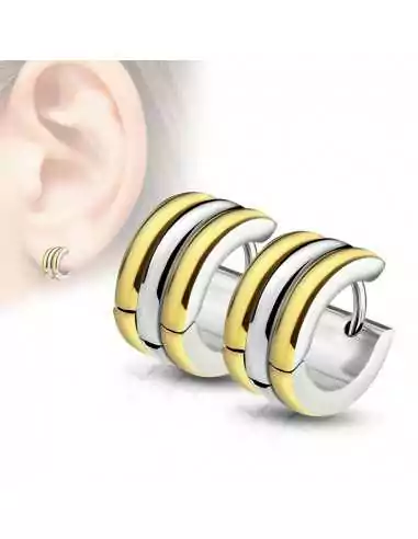 Paar Ohrringe für Damen und Herren aus Stahl und vergoldetem kreolischem Chic