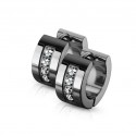 Coppia orecchini Creoles donna uomo acciaio chic strass equipaggio nero