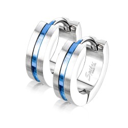 Men's Bicolor Earrings Female Steel Circled Band Color Blue