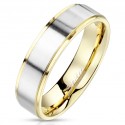 Vergoldeter Herrenring mit Stirnband aus gebürstetem Stahl mit Satineffekt