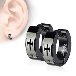 Pair Earring Men Teen Steel Black Latin Cross Gothic New 012