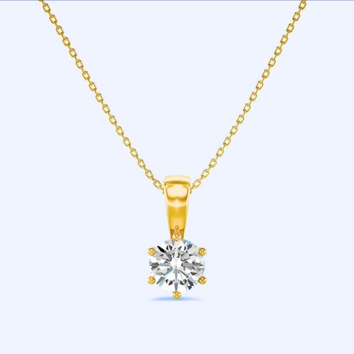 Solitaire Anhänger Zirkon Runde Frau & Goldene Stahlende Halskette