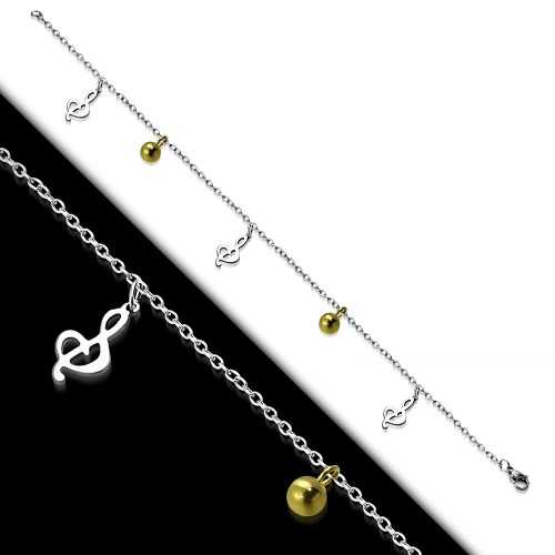 Armband Knöchelkette Frau vergoldet Stahl Blut Ball Musik