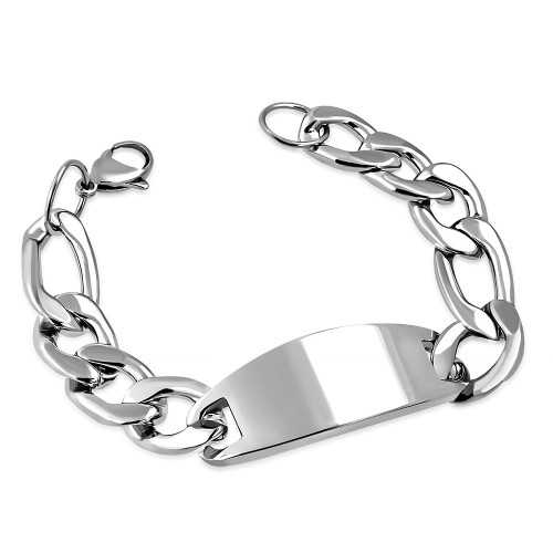 Pulsera cubana grande hombre placa de acero para personalizar 21mm 22cm