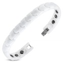 Bracelet mixte femme homme céramique blanche magnétique thérapie
