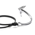 Men's Triple Black Cattle Leather Bracelet - Custom Anchor Clasp