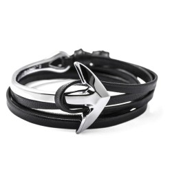 Bracciale in pelle per bovini a tripla tripla maschile - chiusura in acciaio personalizzabile 2