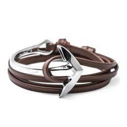 Pulsera de cuero de ganado triple para hombre - Cierre de anclaje de acero personalizable 2