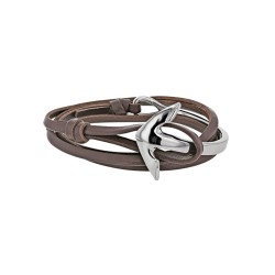 Bracelet Homme Triple Tour en Cuir de Bovin Marron – Fermoir Ancre en Acier Personnalisable