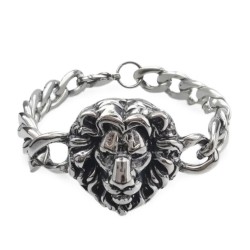 Cuban Mesh Stainless Steel Main Strap with Lion Head