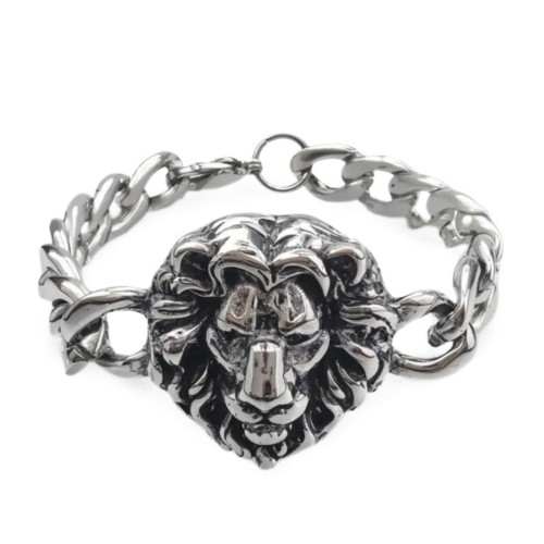 Cuban Mesh Stainless Steel Main Strap with Lion Head