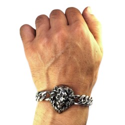 Cuban Mesh Stainless Steel Main Strap with Lion Head 2