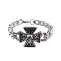 Pulsera Hombre Cubano Maqueo de acero - Malta Cross Death Head