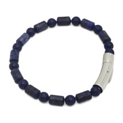 Lapis-lazuli man bracelet with customizable stainless steel clasp