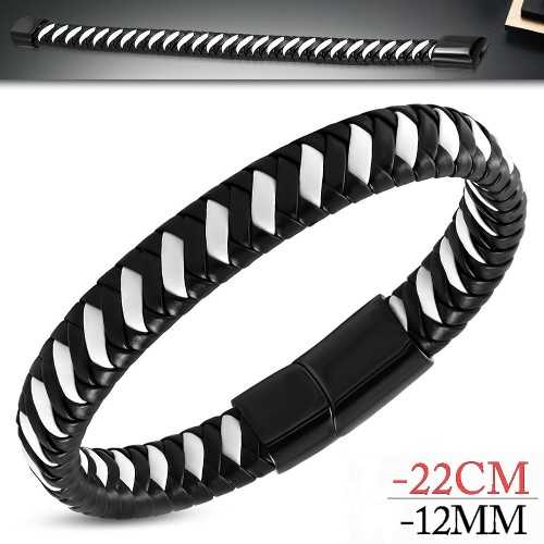 BRACELET GOURMETTE POUR HOMME EN VERITABLE CUIR ET FERMOIR ACIER 316L PROMO NEUF