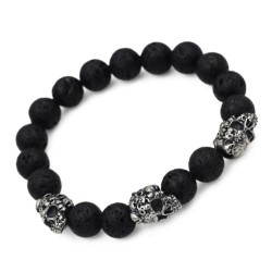 Men's Washer Stone with 3 Stainless Steel Death Heads - Rock Style