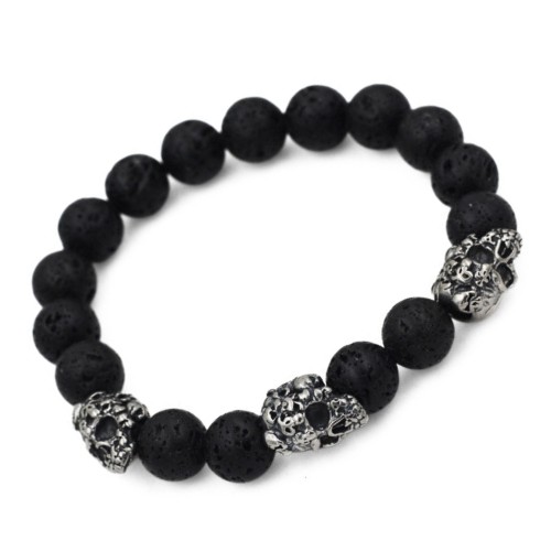 Herren-Waschmaschine mit 3 Edelstahl-Todesköpfe - Rock-Stil