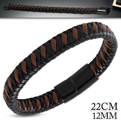 BRACELET GOURMETTE POUR HOMME EN VERITABLE CUIR ET FERMOIR ACIER 316L PROMO NEUF