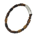 Bracelet pour Homme en Œil de Tigre avec Perles et Cylindres – Fermoir Acier Personnalisable