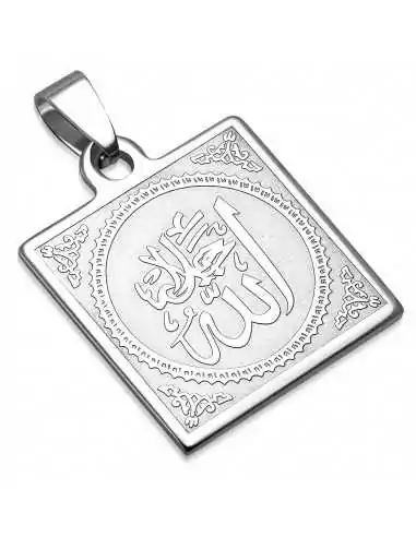 Herrenanhänger aus Stahl mit Stolz-Gravur „Allah, muslimisches Arabisch“ und 1 Kette