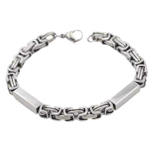 Pulsera de acero inoxidable de acero inoxidable para hombres con placas personalizables