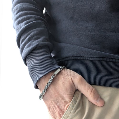 Armband für Herren Edelstahl Byzantinische Mesh mit kundengerechten Platten