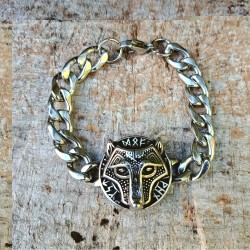 Wikinger Mann Fenrir Armband - Kubanisches Edelstahlgeflecht 2