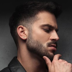 Par de aretes de hombres de acero de oro cuadrado estilo de circonio hip hop 2