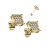Paar von Herren Ohrringen Steel Gold Square Zirkonium Stil Hip Hop