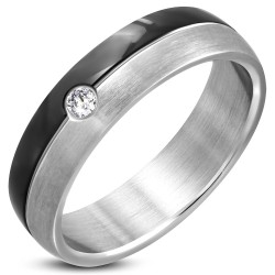 Anello di fidanzamento da uomo in acciaio placcato nero con pietra di zircone 2