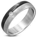 Anillo de compromiso para hombre de acero chapado en negro engastado con piedra de circón