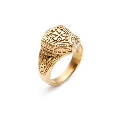 Ring Knight Templar Men Stainless Steel Gold – Cross Knights