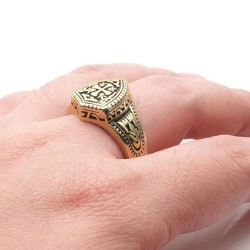 Ring Knight Templar Herren Edelstahl Gold - Kreuzritter 2