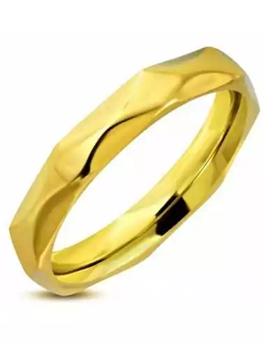 Anello anello fidanzamento uomo donna in acciaio placcatura oro sfaccettature diamantate