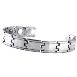 Bracelet gourmette homme en tungstène magnétique couleur argent