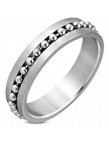 Anello anello di fidanzamento uomo donna in acciaio 1 filo catena a sfere