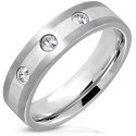 Bague anneau de mariage homme femme acier bande sertie 6mm