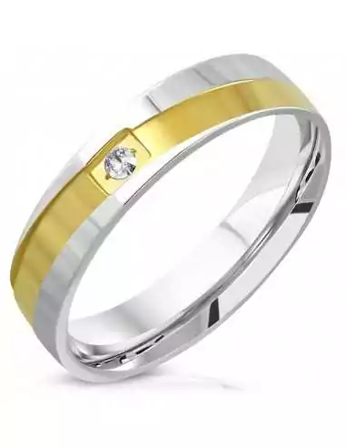 Anello anello di fidanzamento donna uomo bicolore acciaio oro set duo