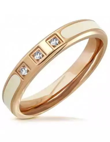 Anello anello di fidanzamento donna acciaio placcatura rame bronzo 4mm