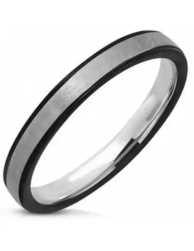 Anello anello di fidanzamento lavelli donna uomo acciaio nero 3mm