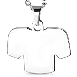Pendentif femme homme acier en forme de T-shirt maillot à graver